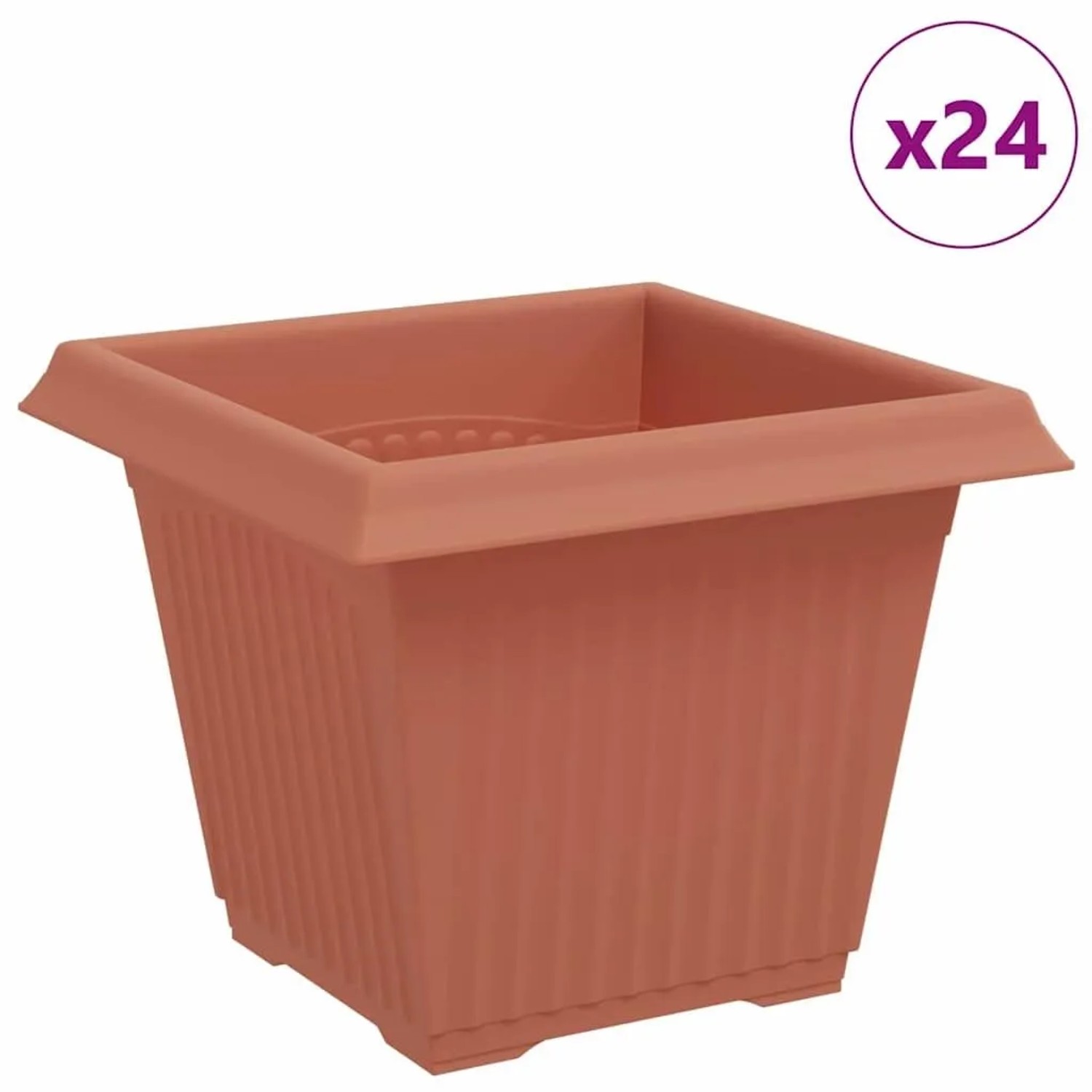 vidaXL Quadratischer Blumentopf 24 Stk Ziegelrot 20 x 20 x 16 cm 42020342