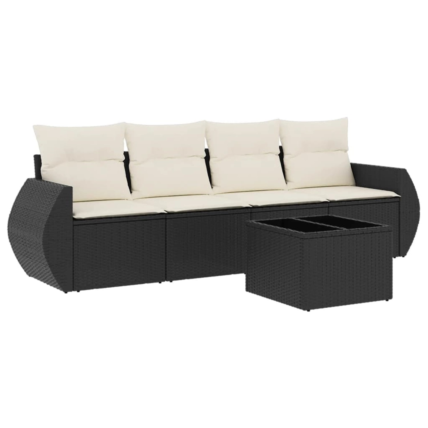 vidaXL 5-tlg Garten-Sofagarnitur mit Kissen Schwarz Poly Rattan Modell 9 günstig online kaufen