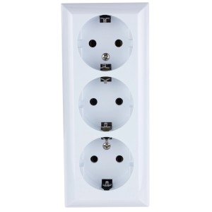 REV Ritter Aufputz-Steckdose PlanoLuxe 3-fach, weiße Dreifachsteckdose für die Wandmontage.