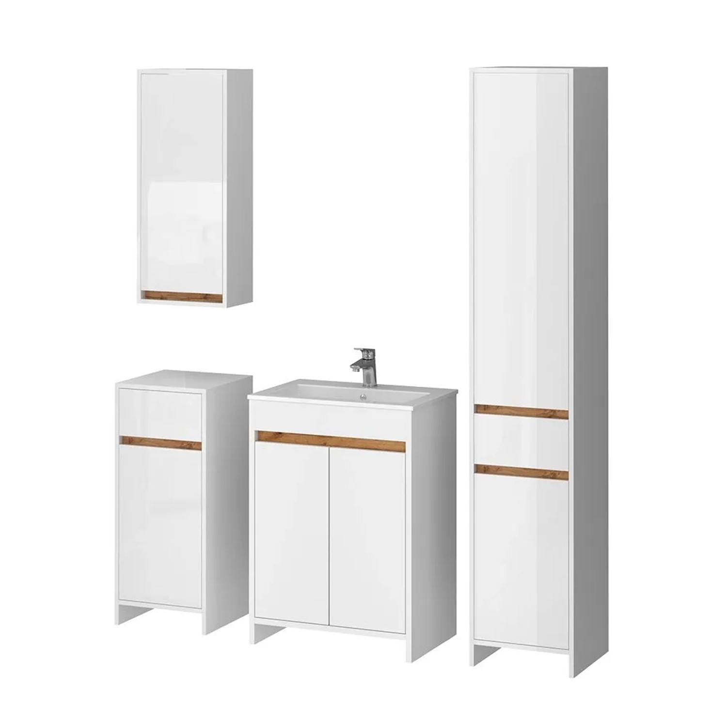 Vicco Badmöbel-Set Lemgo Weiß Hochglanz 60 x 82 5-teilig