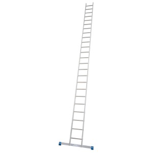 Krause Anlegeleiter Stabilo mit 24 Sprossen, eine lange, silberne Leiter für den Außenbereich.