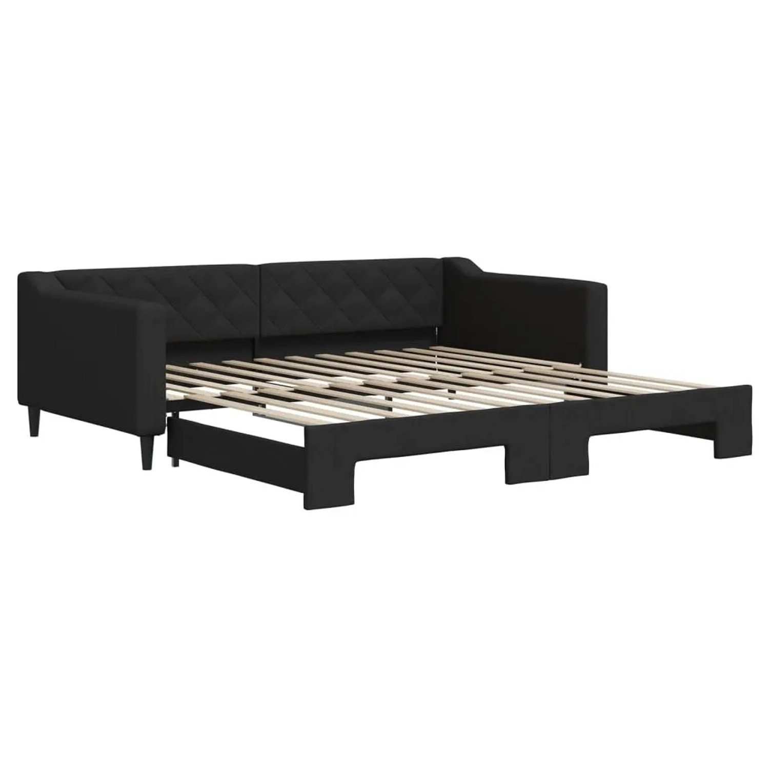 vidaXL Tagesbett Ausziehbar Schwarz 100x200 cm Stoff 3197433
