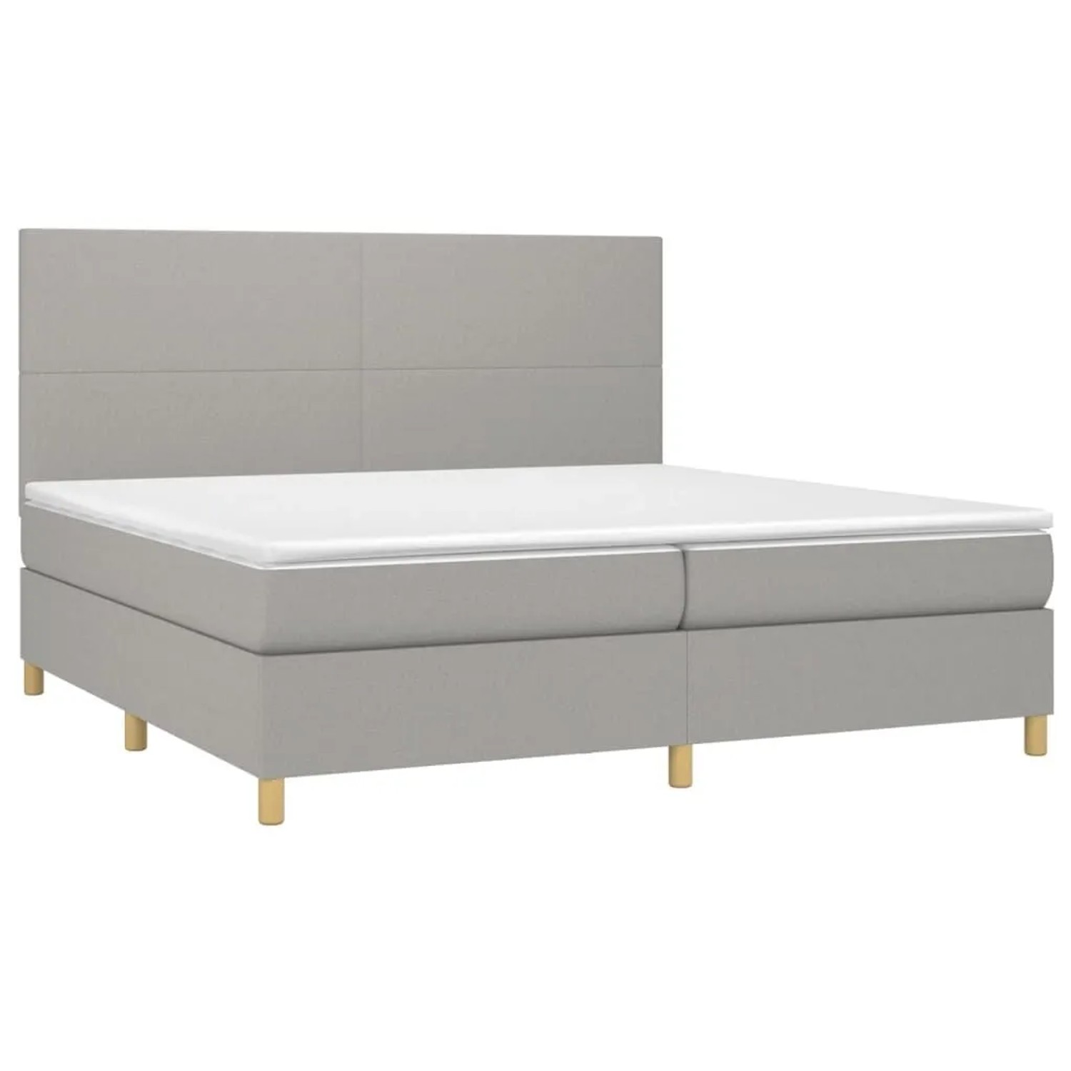 vidaXL Boxspringbett mit Matratze & LED Hellgrau 200x200 cm Stoff 3135301