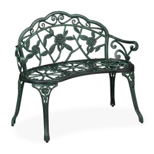 Relaxdays Gartenbank Aluminiumguss Gusseisen Schwarz Grün Antik für 2 Personen 79 cm x 99 cm x 56 cm 9,6 kg