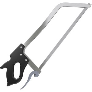 Wiltec XL Knochensäge 43cm mit schwarzem Griff, geeignet zum Sägen von Fleisch und Knochen.