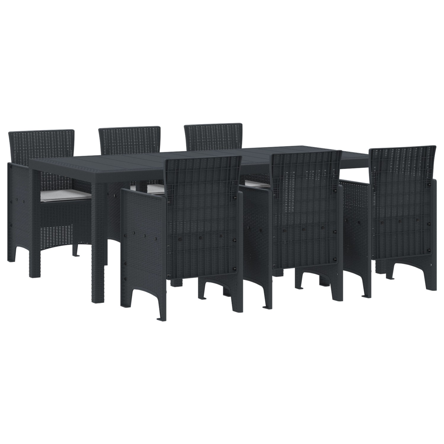 vidaXL 7-Teiliges Garten Esszimmer Set mit Kissen Anthrazit Poly-Rattan 337 günstig online kaufen