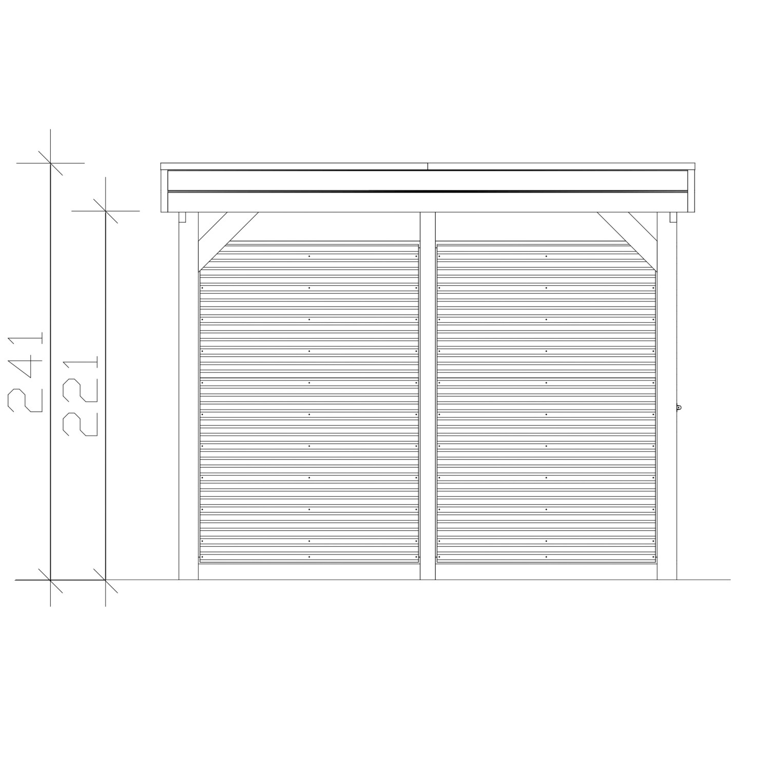 Technische Zeichnung: Skan Holz Carport Friesland Hybrid, anthrazit, mit Maßangaben.