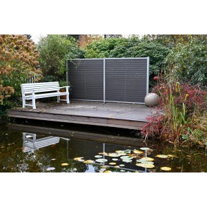 GartenLand Rhombus WPC Zaun Set Stockholm, anthrazitfarbener Sichtschutz mit Aluminiumprofilen.