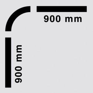 Schwarze Winkel Duschvorhangstange 900x900 mm. L-förmige Duschstange für Bad.