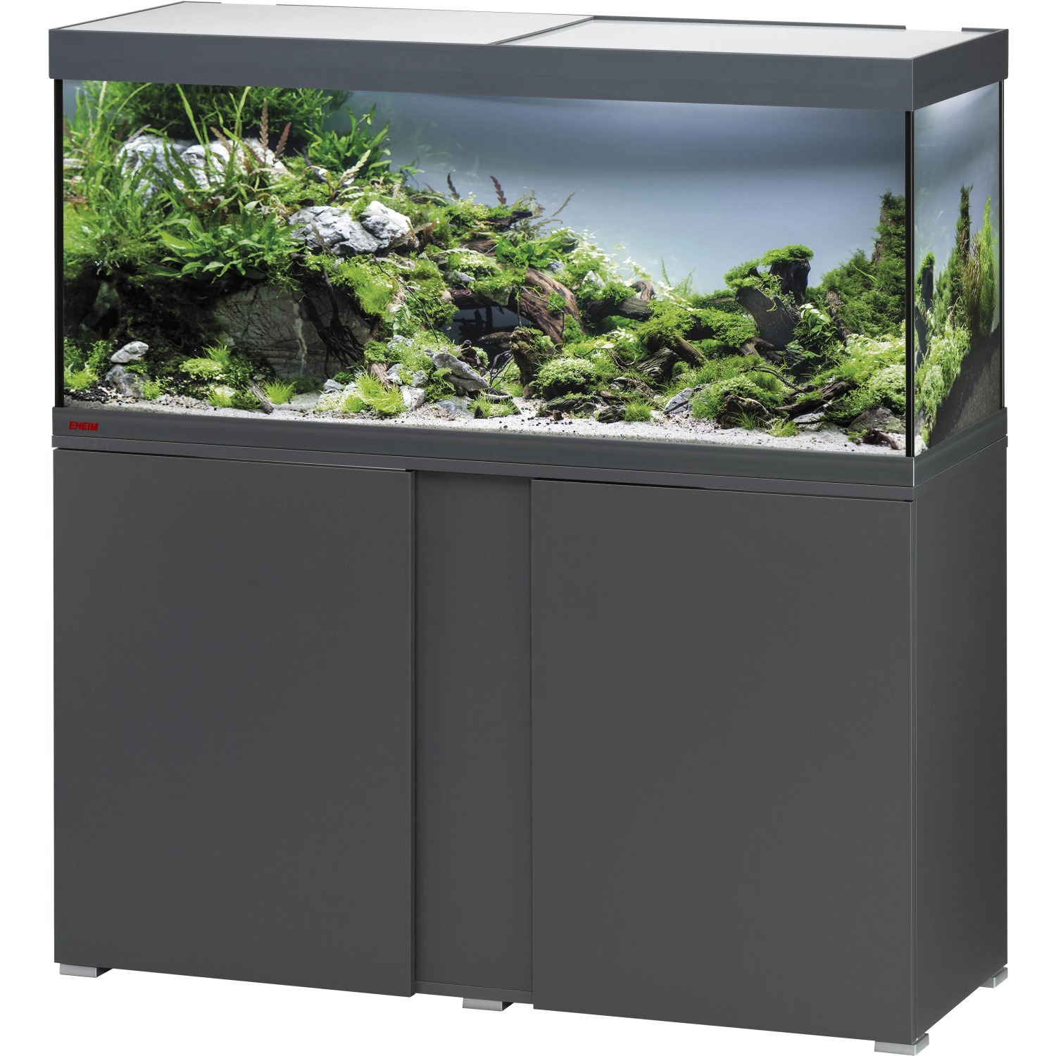 Eheim VivalineLED 240 Anthrazit Aquarium-Komplettset mit Unterschrank, bepflanzt.