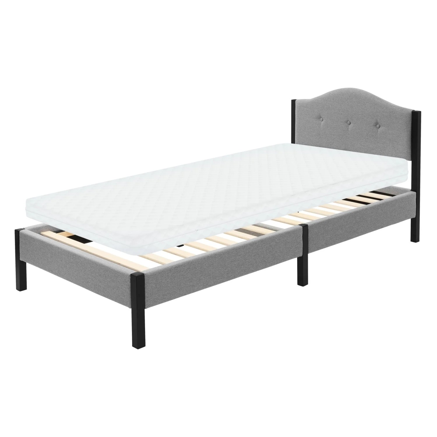 ML-Design Polsterbett 90x200 cm Grau Bettgestell mit Matratze H10 cm