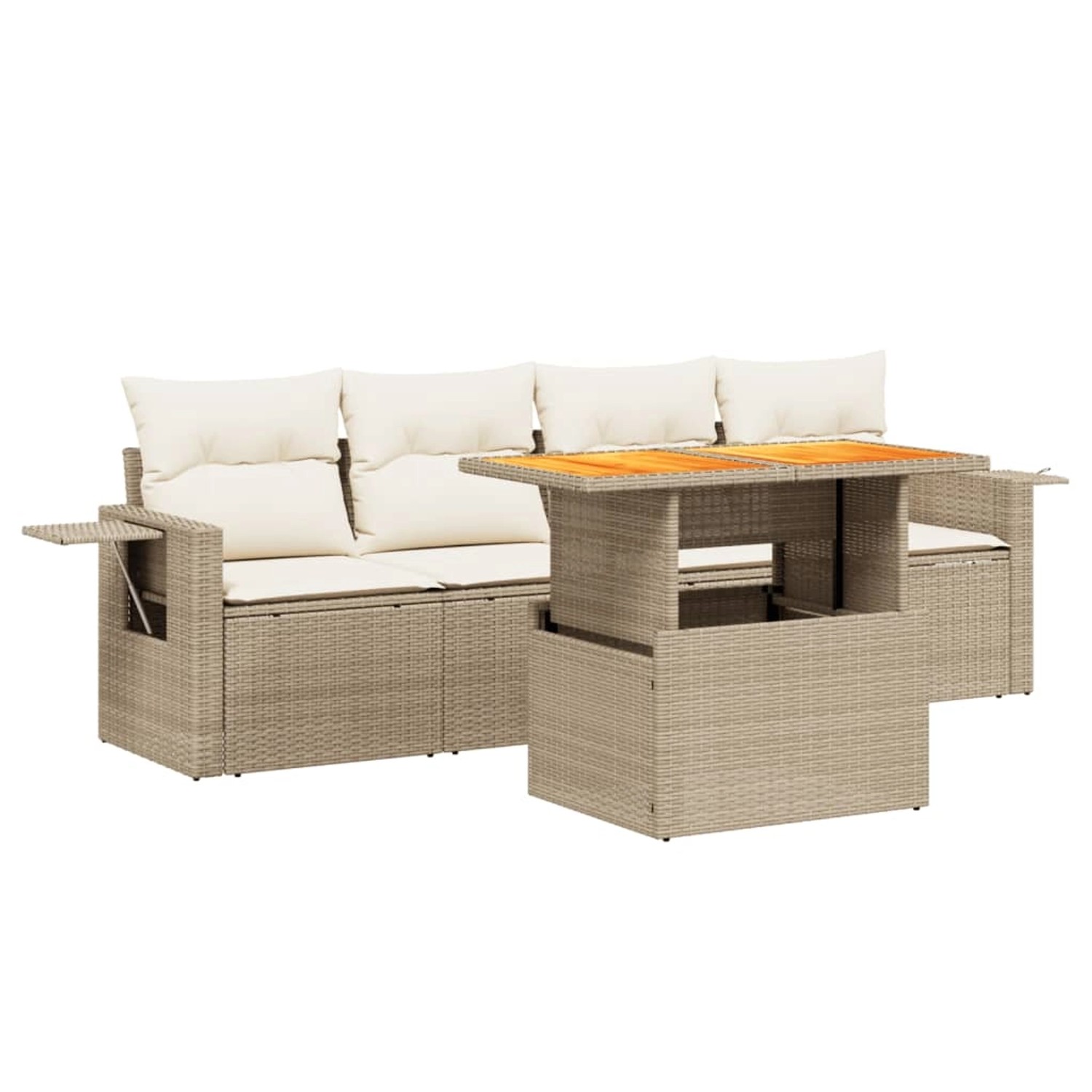 vidaXL 5-tlg Garten-Sofagarnitur mit Kissen Beige Poly Rattan Modell 230 günstig online kaufen