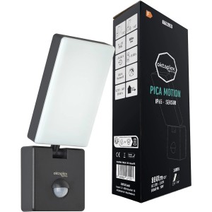 Oktaplex Pica LED Außenwandleuchte mit Bewegungsmelder, 10W, warmweiß, IP65.