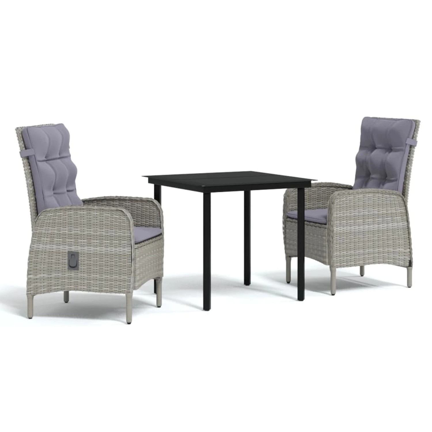vidaXL 3-Tlg Garten-Essgruppe mit Auflagen Grau und Schwarz 3099359