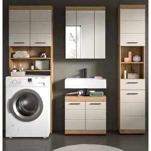 Inn.Furn Badmöbel Set in Sand und Eiche 4-teilig 190 cm Shawn