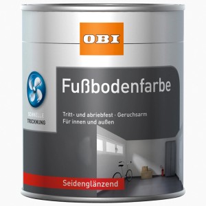 OBI Fußbodenfarbe Steingrau, seidenglänzend, 750ml Dose. Für Innen- und Außenbereiche.