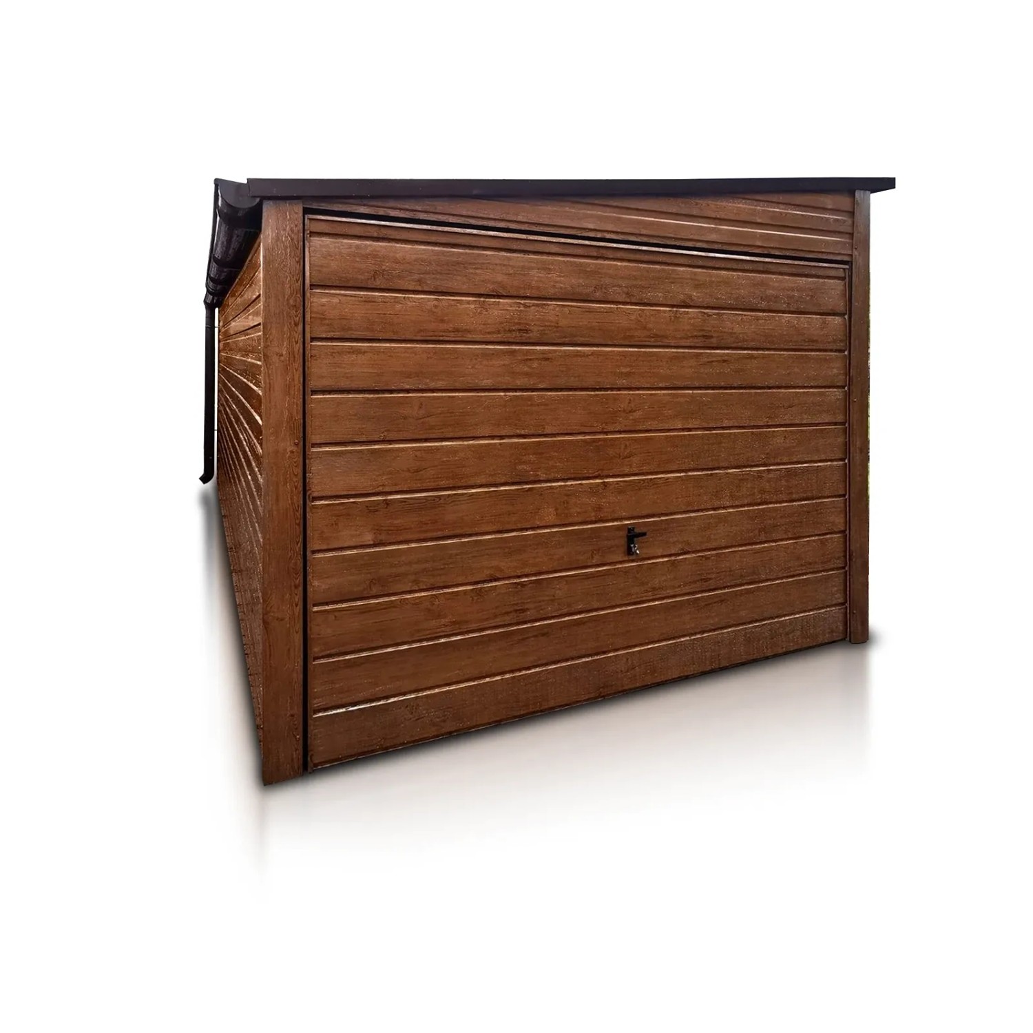Liderstal Einzelgarage Standard aus Blech 400 x 500 cm Holzoptik Pultdach Schwingtor