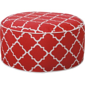 Aufblasbarer Campinghocker Elfros in Rot-Weiß mit Ornamentmuster für Camping & Garten.