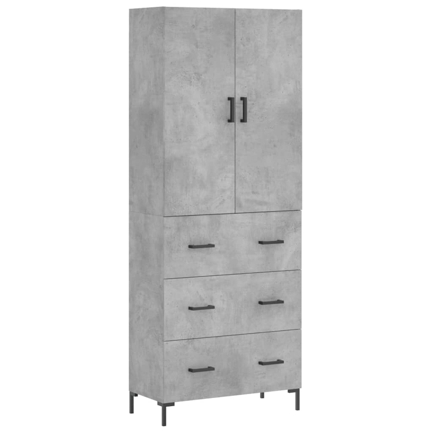 vidaXL Highboard Betongrau 69,5x34x180 cm Holzwerkstoff 3195847