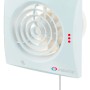 Weißer VENTS Axial-Abluftventilator Quiet 150 mit Zugschalter für die Wandmontage.