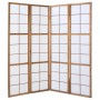 Homestyle4u 4-tlg. Paravent Shoji, brauner Holzrahmen mit weißem Reispapier, 176x175 cm. Ideal als Raumteiler.