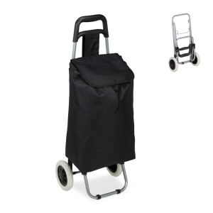 Relaxdays Einkaufstrolley Stoff Stahl Schwarz Faltbar 91 cm x 40 cm x 30 cm 1,6 kg