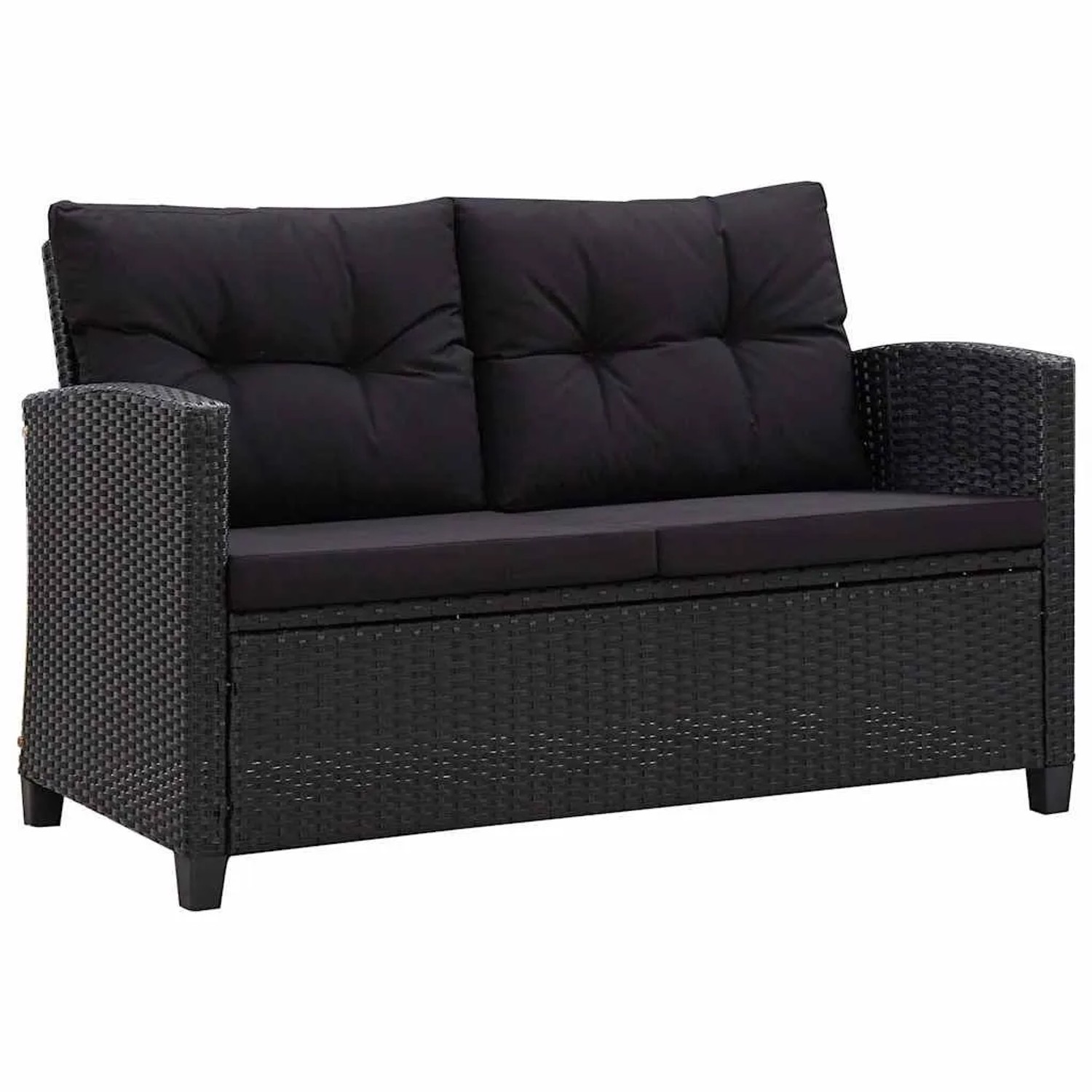 Thumbnail - vidaXL 2-Sitzer-Gartensofa mit Kissen Schwarz 124 cm Poly Rattan 46155