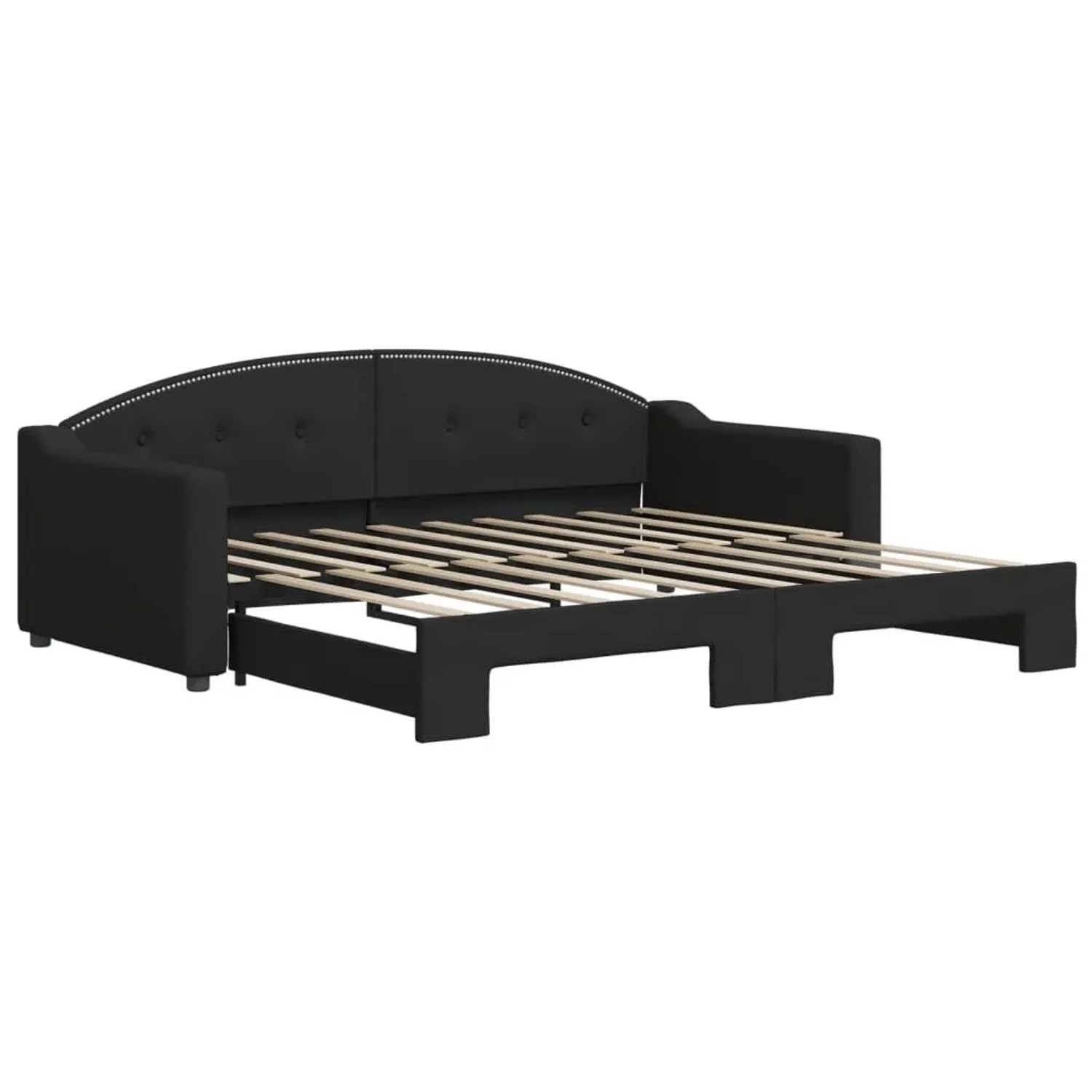 vidaXL Tagesbett Ausziehbar Schwarz 90x190 cm Stoff 3197542