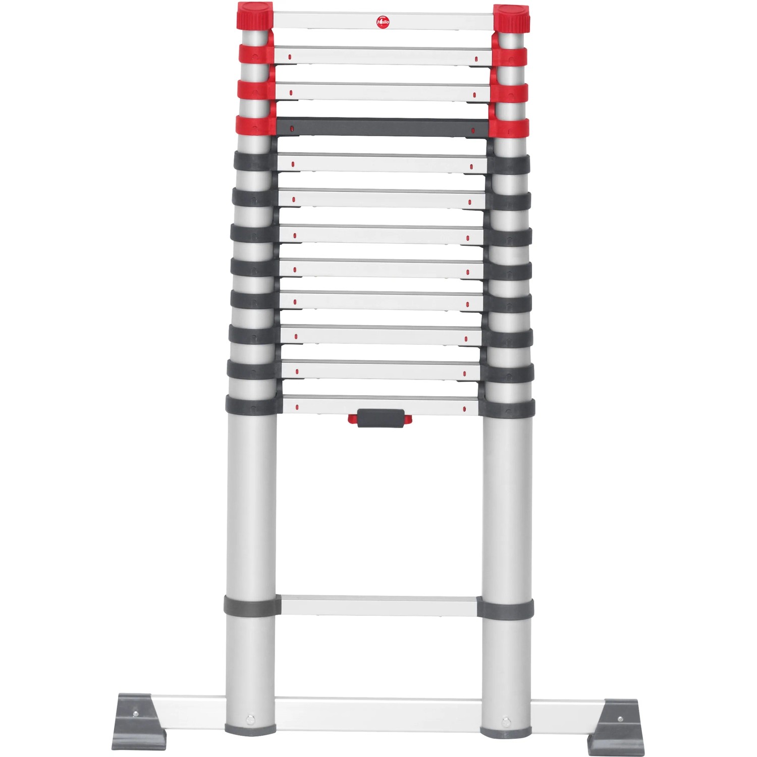 Hailo Teleskopleiter FlexLine 380, 13-stufig, Aluminium, bis 150 kg. Kompakt und sicher für Arbeiten in der Höhe.