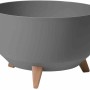 Anthrazitfarbener Siena Garden Blumentopf Oslo, Ø 40 cm, mit braunen Holzfüßen.