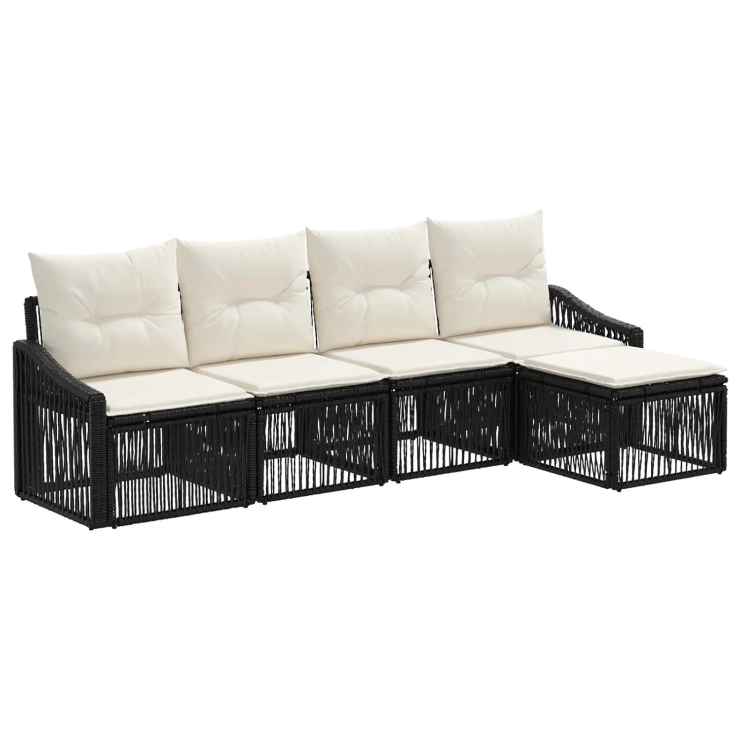 vidaXL Gartensofa-Set 5-Tlg Schwarz Poly-Rattan 3435991