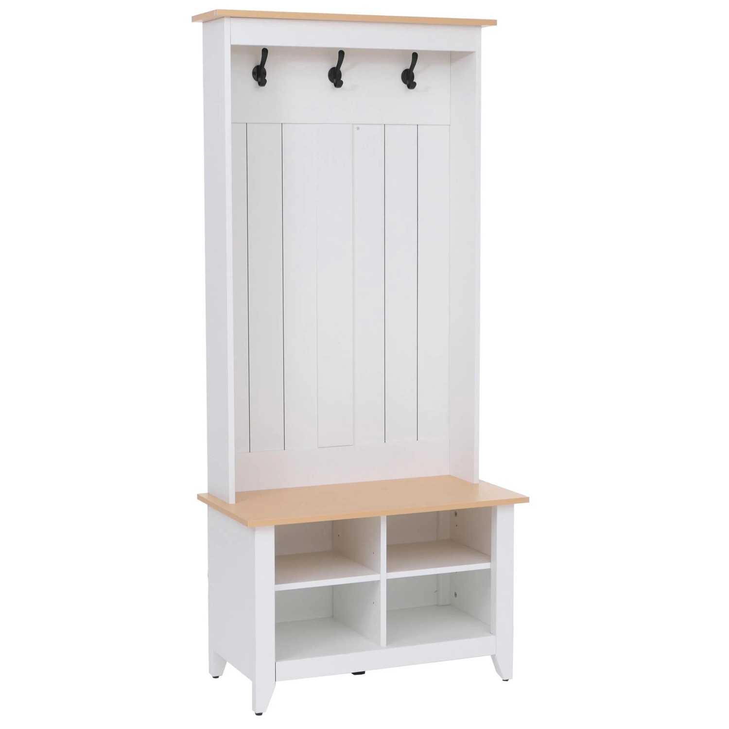Mcw Garderobe P28 3 Haken 4 Staufächer Melamin 170x76x39cm Weiß Natur