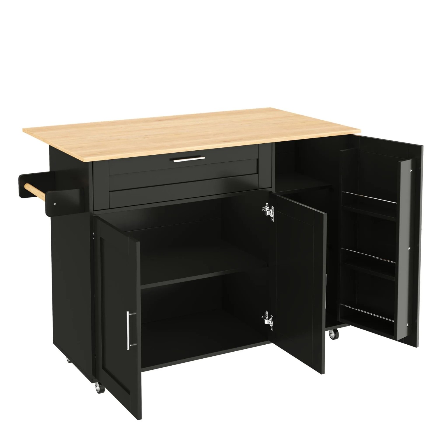 okwish Küchentisch mit Klappbarer Arbeitsplatte Küche 132.5x44-70x90cm Schwarz