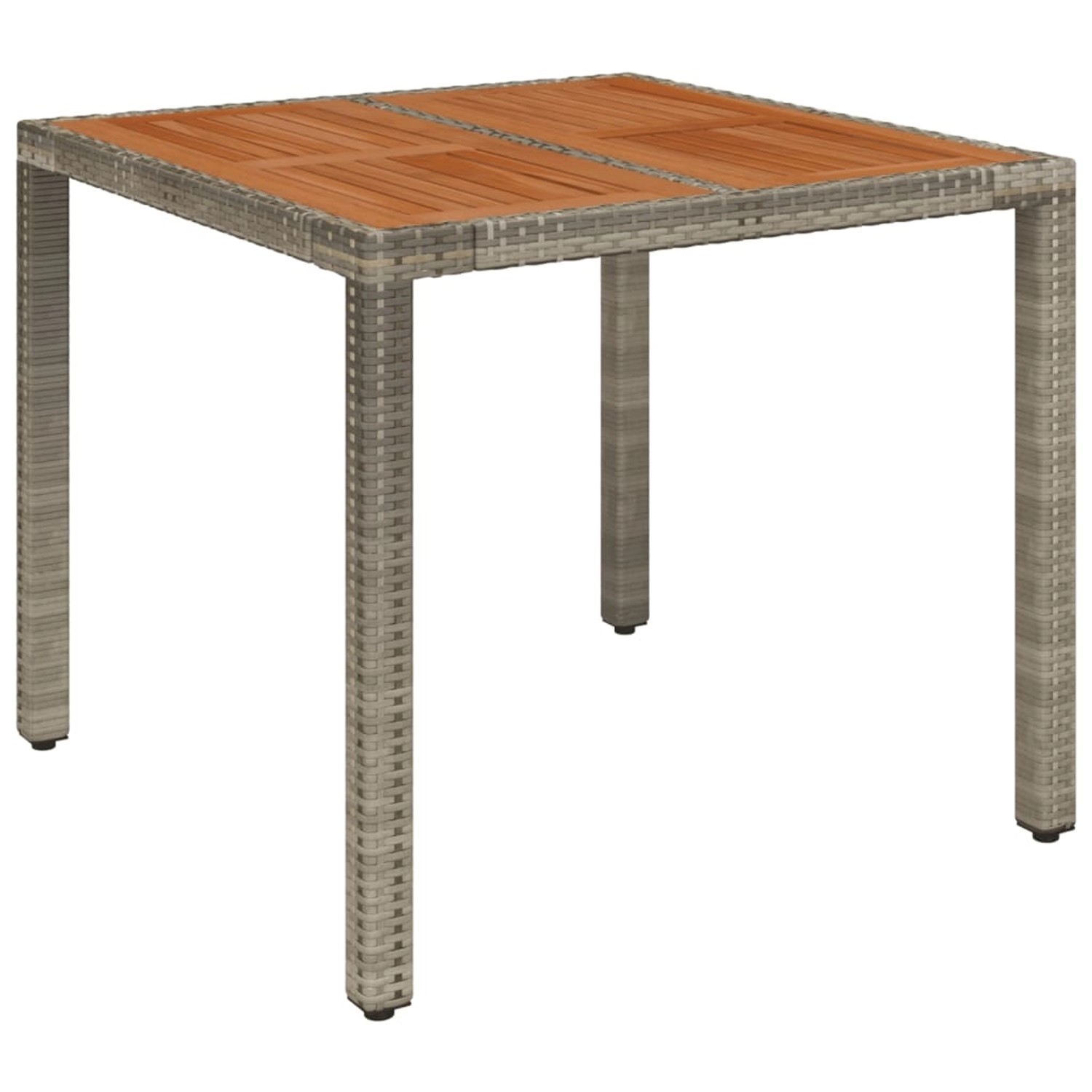 vidaXL Gartentisch mit Holzplatte Grau 90x90x75 cm Poly Rattan 319898 günstig online kaufen