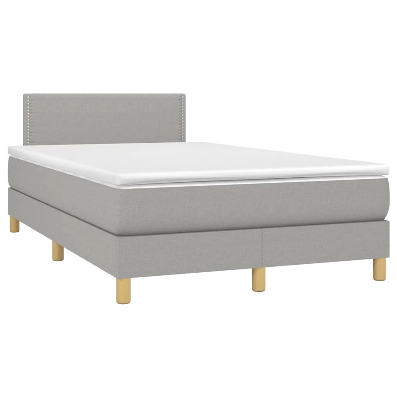 vidaXL Boxspringbett mit Matratze & LED Hellgrau 120x200 cm Stoff 3133621 günstig online kaufen