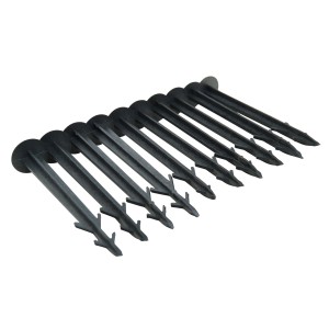 10 schwarze Windhager Folien- und Vlieshalter (11,5 cm) für Hochbeete.