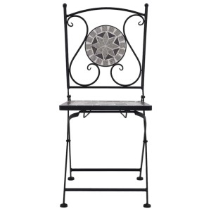 vidaXL Mosaik-Bistrostühle 2 Stk Grau 46716