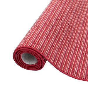 Gerollter, roter Snapstyle Teppich Marta mit Streifenmuster, 100x100 cm.