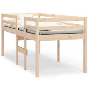 Hochbett aus Kiefernholz, 80x200 cm, mit Leiter und Rausfallschutz für Kinderzimmer.