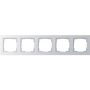 Gira Abdeckrahmen E2, 5-fach, Alu, für Schalter und Steckdosen, horizontal/vertikal montierbar.