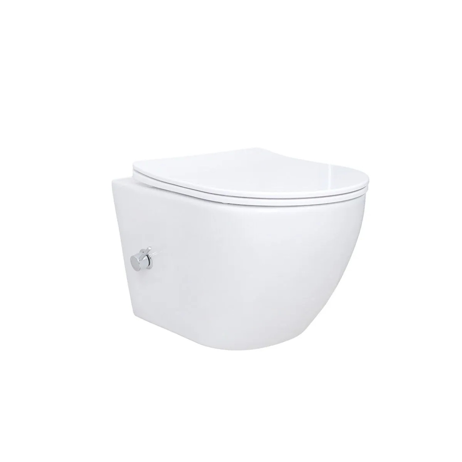 Belvit Spülrandloses Wand-WC Dusch-WC mit Kalt- und Warmwasserarmatur und Taharet Bidet/Funktion Weiß