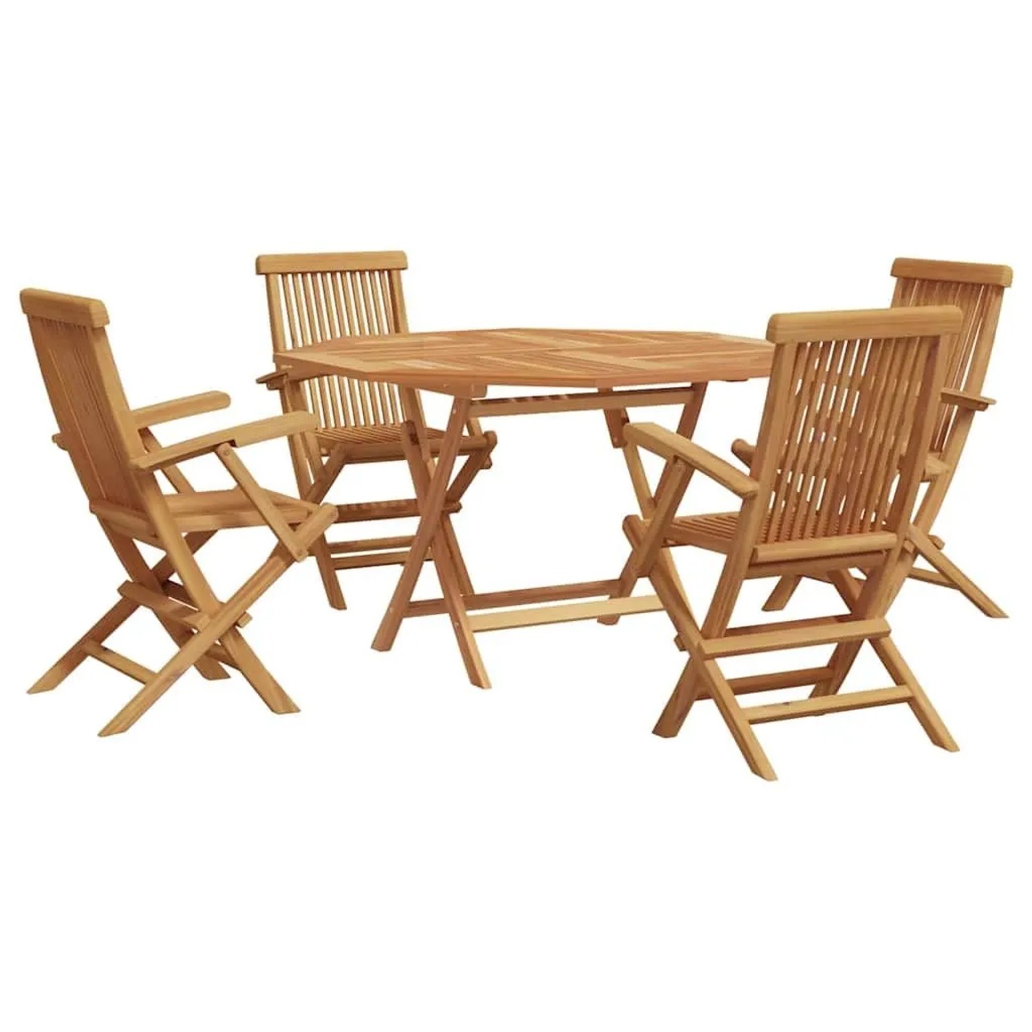 vidaXL Garten Essgruppe 5-Tlg Braun Massivholz Teak 3385972 günstig online kaufen