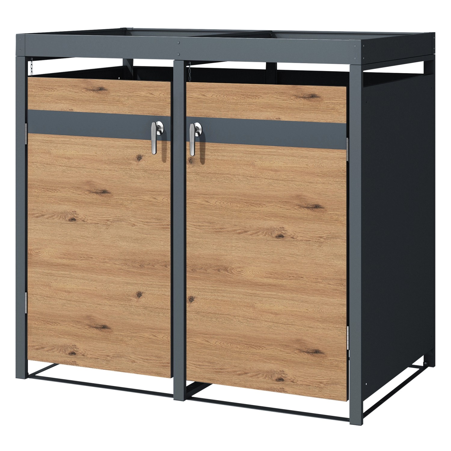 ML-Design Mülltonnenbox 2Er Pflanzdach 132x80x116,3cm Anthrazit-Eiche günstig online kaufen