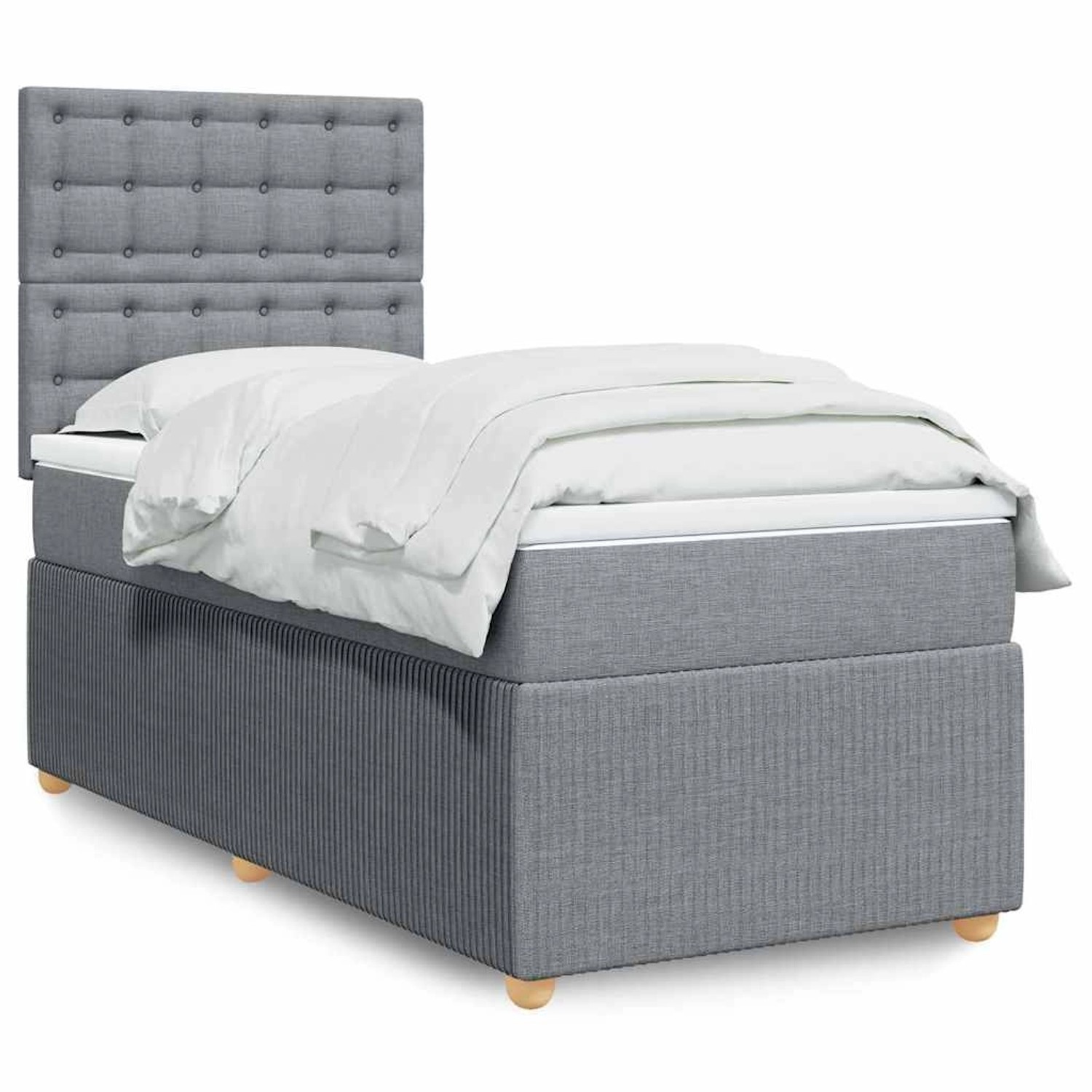 vidaXL Boxspringbett mit Matratze Hellgrau 100x200 cm Stoff 3294281 günstig online kaufen