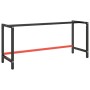 Werkbankgestell in Schwarz/Rot (180x57x79cm) aus Metall. Tischgestell für Werkbank.