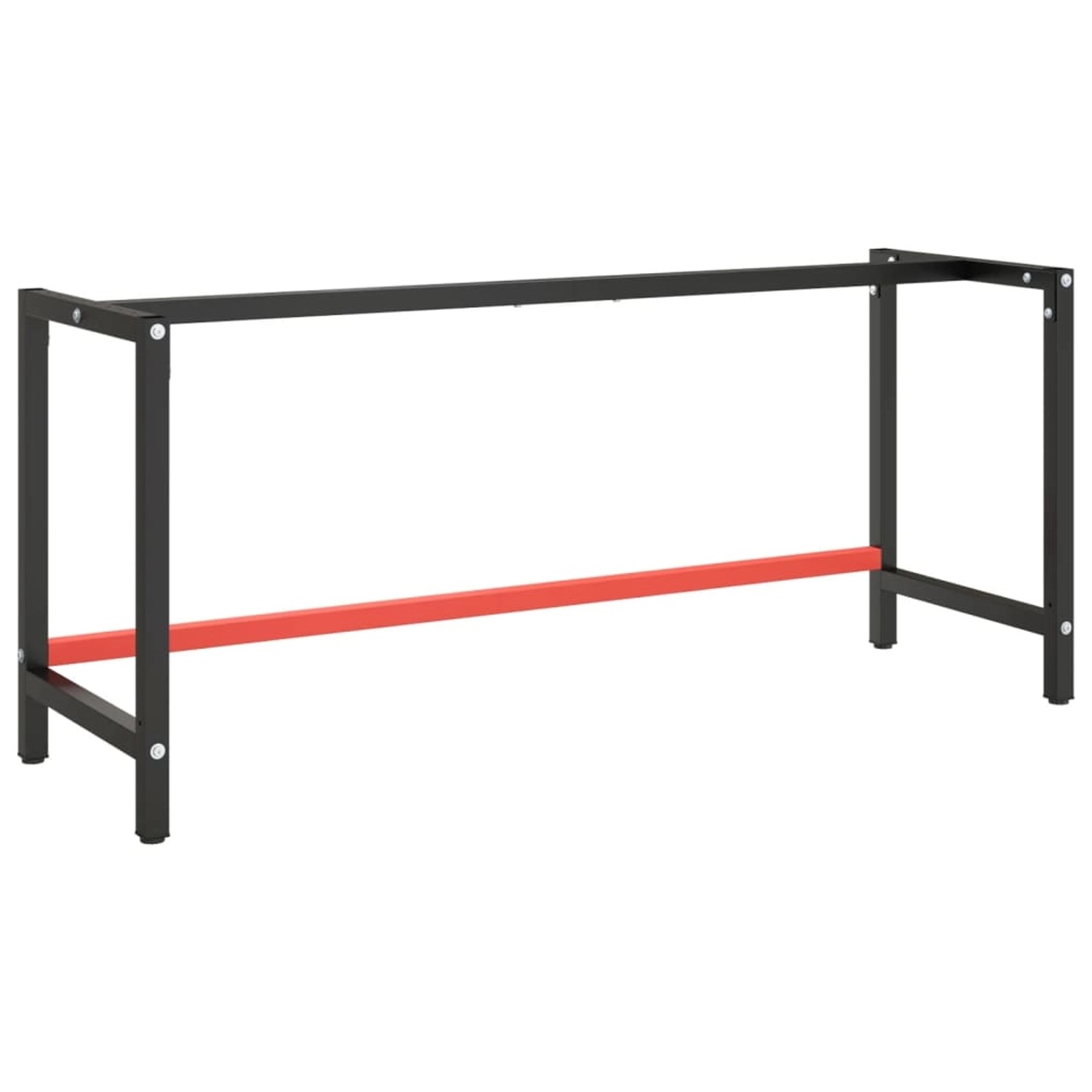 Werkbankgestell in Schwarz/Rot (180x57x79cm) aus Metall. Tischgestell für Werkbank.