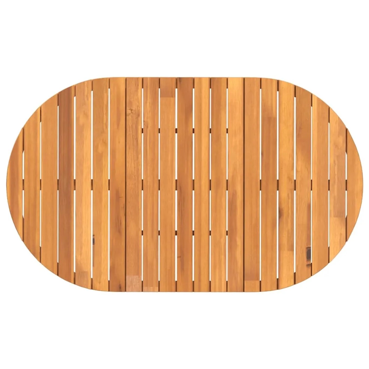 Ovaler Garten-Esstisch aus Akazienholz, Lattenrost-Tischplatte, 150x90 cm.
