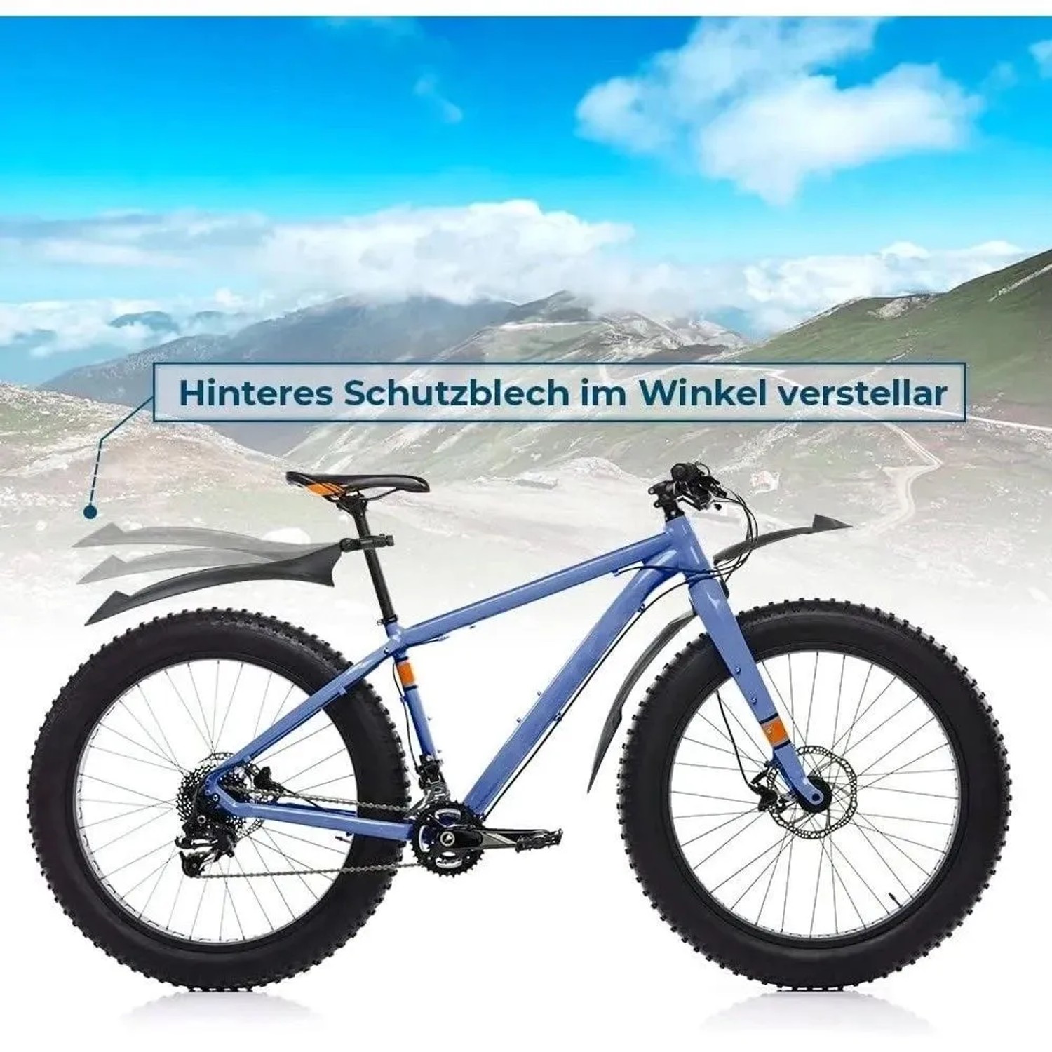 Sportisfaction Schutzblech Set am MTB/E-Bike (26-29 Zoll). Verstellbares hinteres Schutzblech.