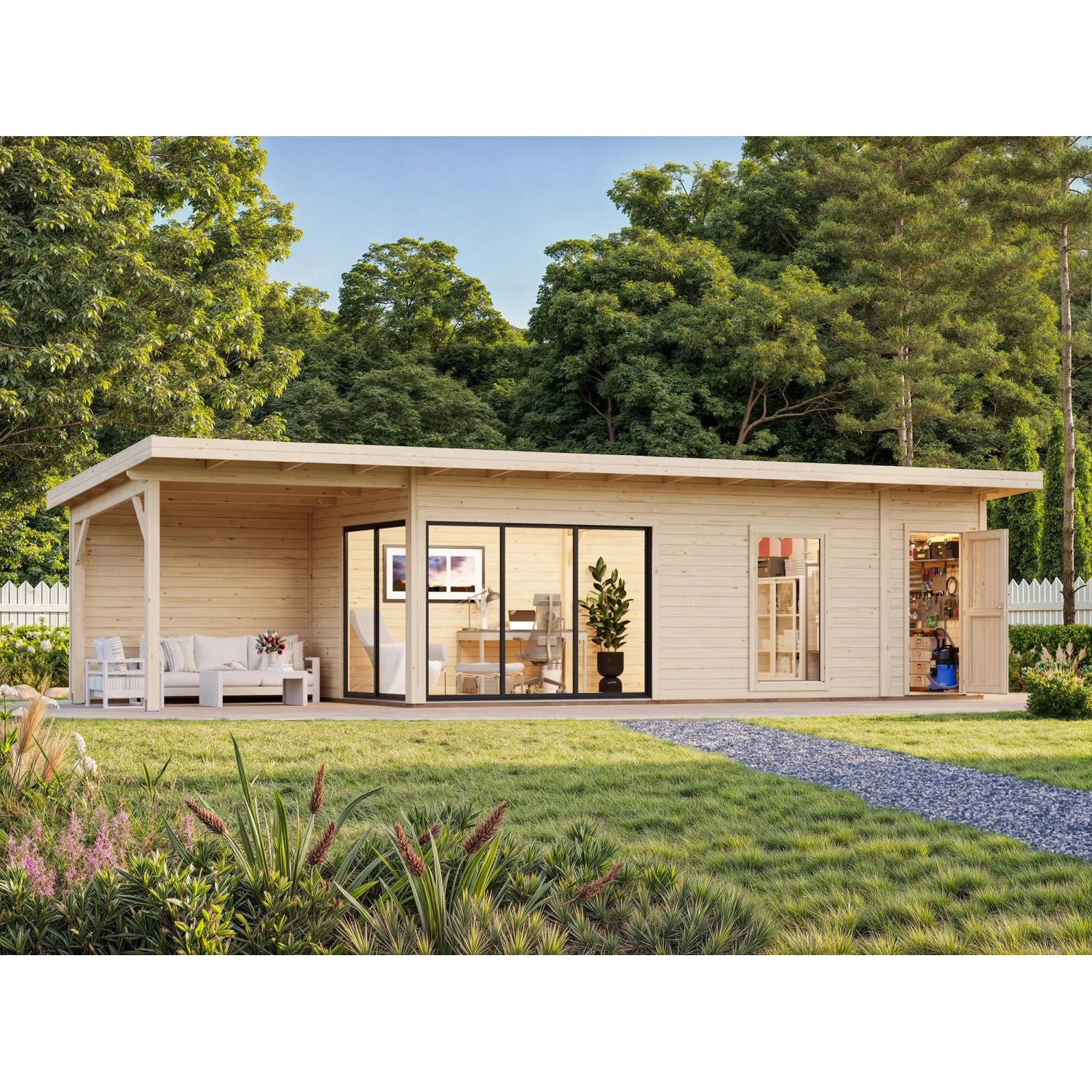 Palmako Holz-Gartenhaus Andrea Slide Plus Pultdach Unbehandelt