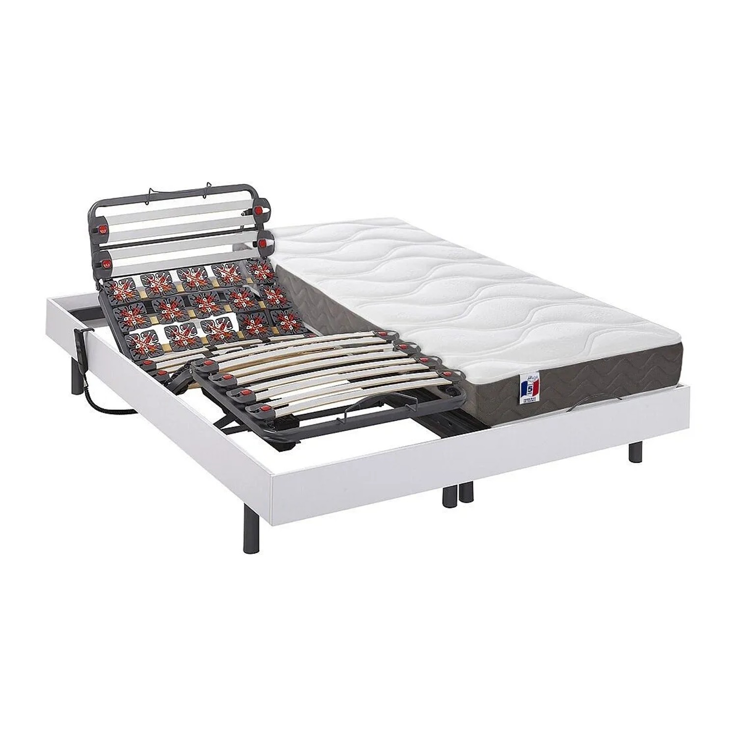 Vente-unique Bett Mit Elektrischem Lattenrost Menelas Weiß 200 cm  71 cm